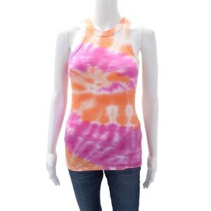 Wesley Womens Ribbed Casual Tie Dye Halter Neck Tank Top Multicolor Size M